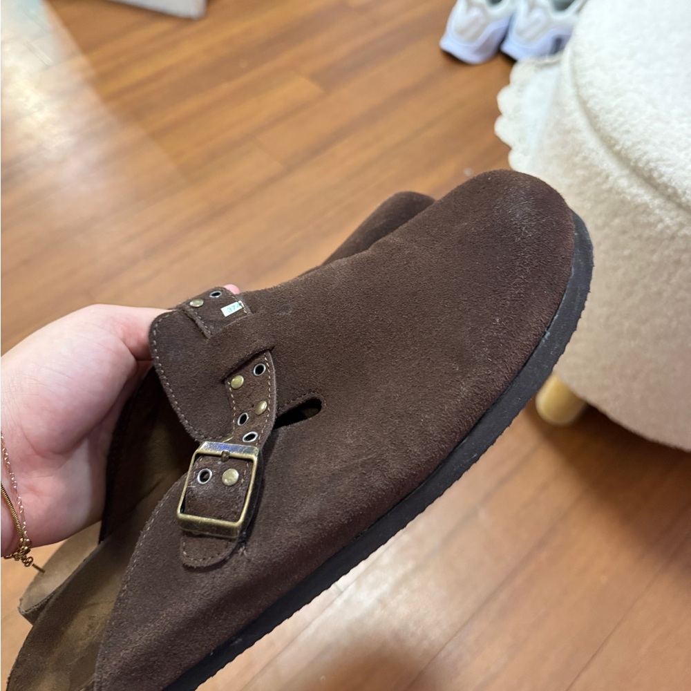 Brown clogs